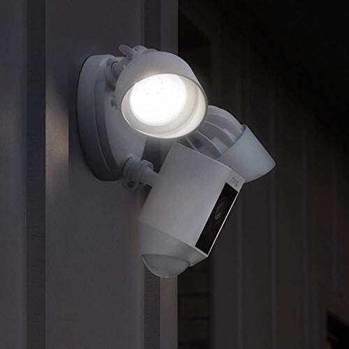 Ring Floodlight Camera (White) with Echo Dot (Charcoal)