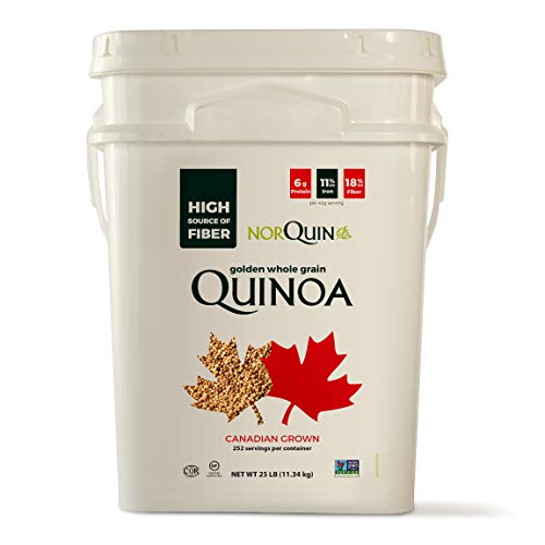 NorQuin Golden Quinoa Pail 252 Servings / 25 lbs - Big Bulk Bucket Great For Food Storage, Restaurants & Wholesale - Perfect Rice & Grain Alternative - Kosher Certified, Gluten Free, Non-GMO