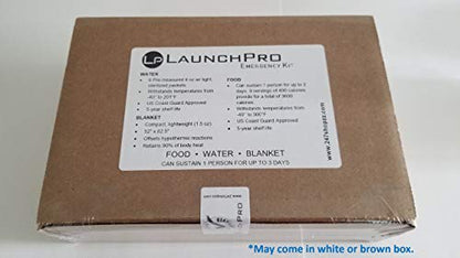 LaunchPro Emergency Food, Water & Thermal Blanket, Good for 1 person up to 3 days