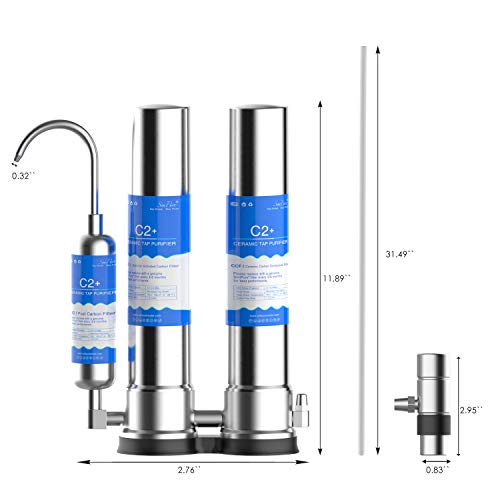 SimPure Countertop Water Filter, Stainless Steel Drinking Water Purifier