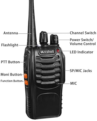 Arcshell Rechargeable Long Range Two-Way Radios with Earpiece 6 Pack
