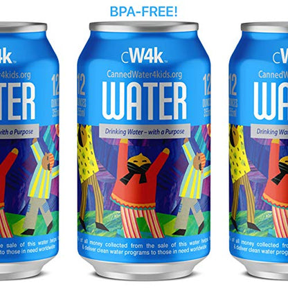 CW4K Purified Canned Water in 12-oz Aluminum Cans. 1 Case, 24 cans)