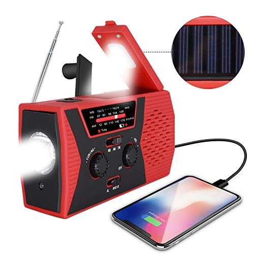 [2020 Upgraded Version] RegeMoudal Emergency Solar Hand Crank Radio,