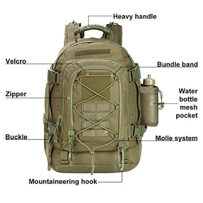 Military Expandable Travel Backpack Tactical Waterproof Work Backpack for Men
