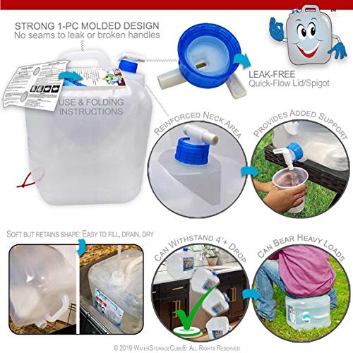 WaterStorageCube BPA-Free Collapsible Water Container 5.3 Gallon with Spigot,