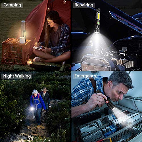 USB Rechargeable Flashlight, Magnetic Flashlights With COB Flash Light Include Battery