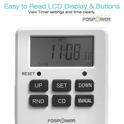 FosPower LCD Digital Outlet 7 Day Programmable Light Timer