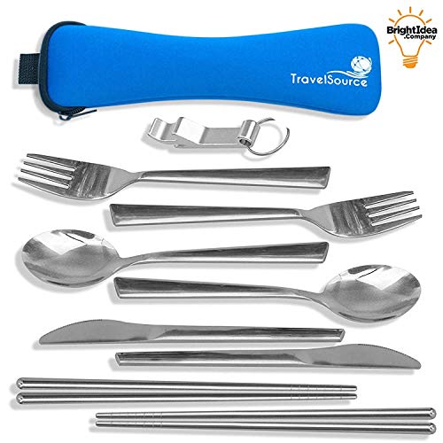 2-Person Stainless Steel Portable Eating Utensils Set with Case