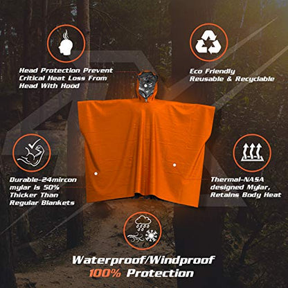 Emergency Blanket Poncho - Keeps You and Your Gear Dry