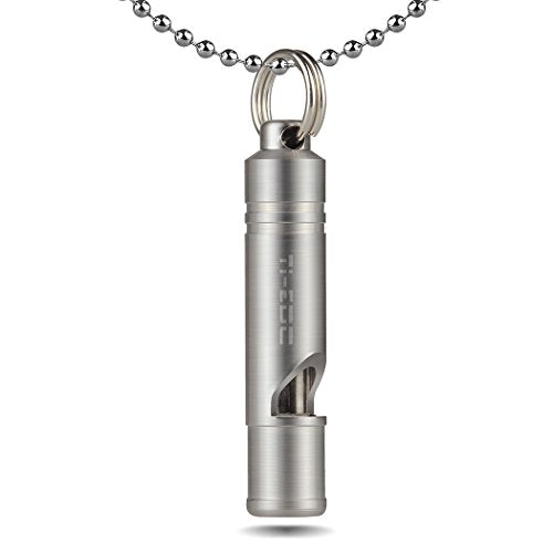 TI-EDC Titanium Emergency Whistle, Loud Portable Keychain Necklace Whistle for Emergency Survival, Life Saving, Hiking, Camping, and Pet Training