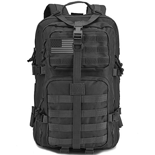 QT&QY 45L Military Tactical Backpacks Molle Army Assault Pack 3 Day Bug Out  Bag Hiking Treeking Rucksack 1.1 Black