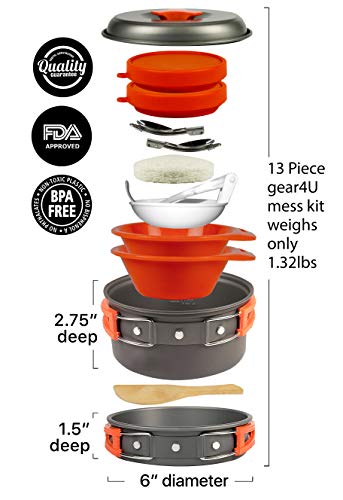 Best Camping Cookware Set, 13 Pieces including