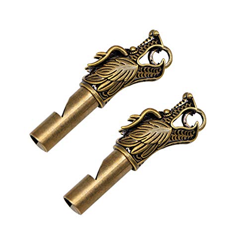 Run Handmade Brass Dragon Head Emergency Whistle Loud Survival Whistle Keychain (Pack of 1)