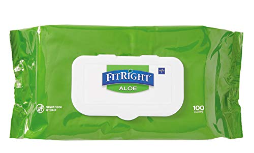 FitRight Aloe Personal Cleansing Cloth Wipes, Unscented, 8 x 12 inch