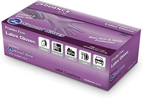 Diamond Gloves Advance Powder-Free Latex Industrial Gloves, 100 Count - Large