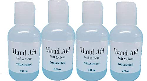 Hand Aid 70% Alcohol 4 pack of 2oz Soft & Clean USA Made