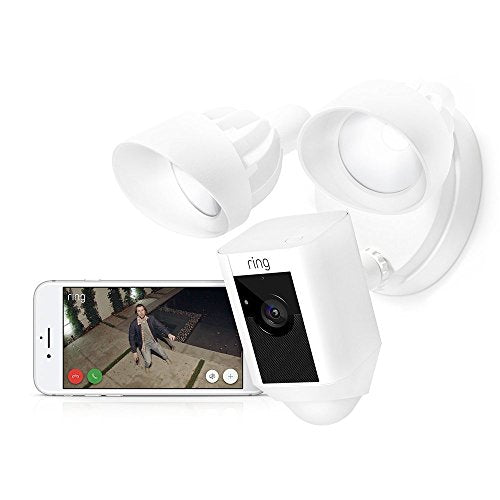Ring Floodlight Camera (White) with Echo Dot (Charcoal)