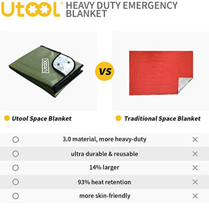 UTOOL Extra Large Heavy Duty Emergency Blanket, Waterproof Insulated Tarp