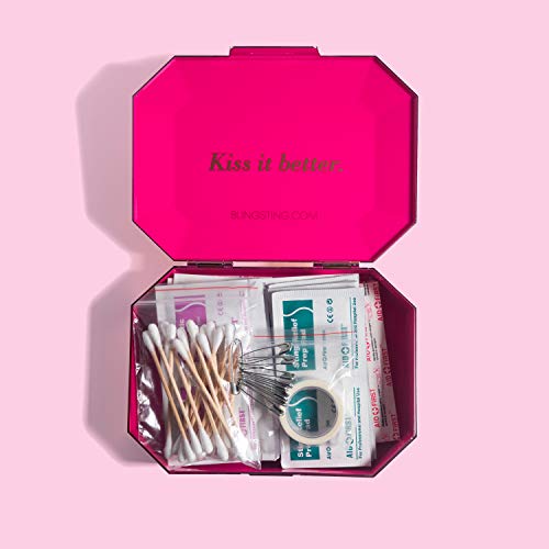 BlingSting First AID KIT - Rose Gold Clutch with 75 Essential Medical Supplies