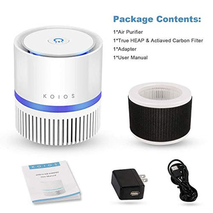 KOIOS Air Purifier, Air Cleaner with 3-in-1 True HEPA Filter for Home Bedroom Office, Desk Air Purifiers for Allergies with Night Light