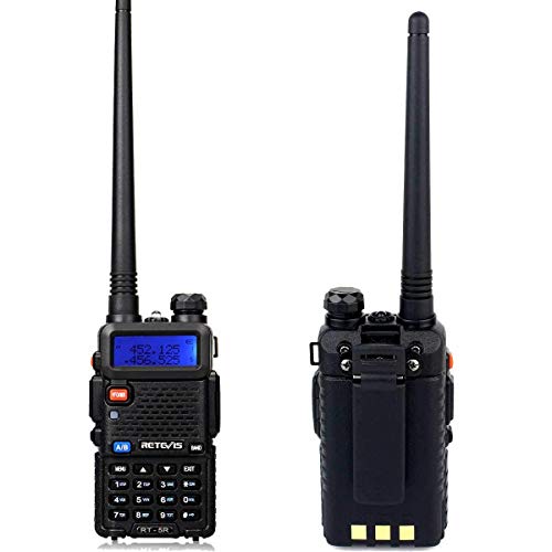 Retevis RT-5R Dual Band Two Way Radio 128CH UHF/VHF Long Range Walkie Talkies for Adults FM Emergency 2 Way Radio with Earpiece (2 Pack)
