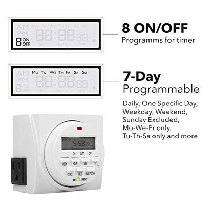 BN-LINK 7 Day Heavy Duty Digital Programmable Timer Dual Outlet