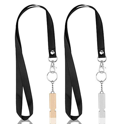SHvivik Emergency Whistle, 2PCS Premium Safety Survival Whistles with Lanyard Keychain, High Pitch Double Tubes for Outdoor Hiking Camping Hunting Fishing Boating