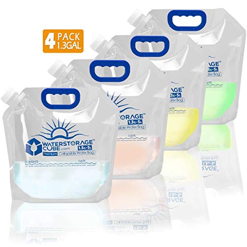 WaterStorageCube Premium Collapsible Water Container Bag,  4-Pack