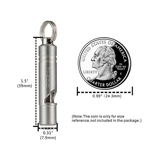 TI-EDC Titanium Emergency Whistle, Loud Portable Keychain Necklace Whistle for Emergency Survival, Life Saving, Hiking, Camping, and Pet Training