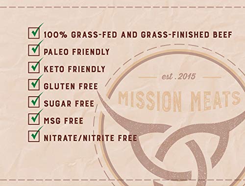 Mission Meats Keto Sugar Free Grass-Fed Beef Snacks Sticks Non-GMO Gluten  Free MSG Free Nitrate Nitrite Free Paleo Healthy Natural Meat Sticks Beef