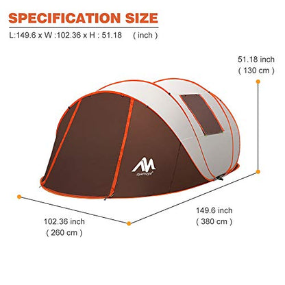 ayamaya Pop Up Tents with Vestibule for 4 to 6 Person - Double Layer Waterproof 3 Season Easy Setup Big Family Camping Tent - Ventilated Mesh Windows Quick Ez Set Up Dome Popup Tents Shelter