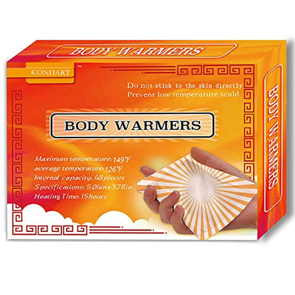 KONHART Body Hand Super Warmers with Adhesive Backing, Large Pads for Women Men Kids, Long Lasting Safe Natural Odorless Air Activated Warmers, 48 Packs