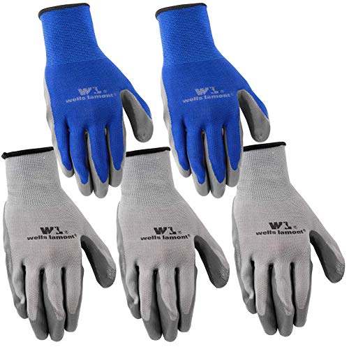 Wells Lamont Nitrile Work Gloves, 5 Pack, Large (580LA),Grey