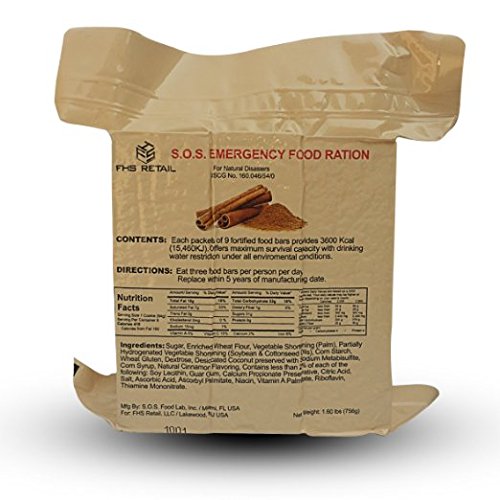 S.O.S. Rations Emergency 3600 Calorie Food Bar (Cinnamon + Coconut, 2 Pack)