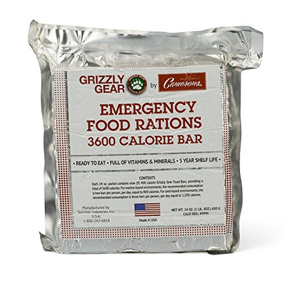 Emergency Food Rations 5 Pack - 3600 Calorie Bar - 15 Day Supply