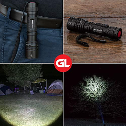 GearLight TAC LED Tactical Flashlight [2 PACK] - Single Mode, High Lumen