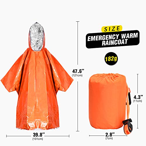 TOBWOLF 2PCS Emergency Poncho, Reversible Mylar Rescue Thermal Raincoat