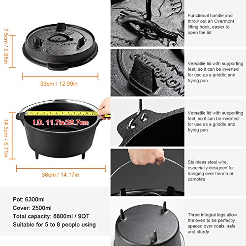 Outdoor Cooking Cast Iron Cookware Camp Pot Dutch Oven With Double Use Lid  And Lid Lifter - Buy Outdoor Cooking Cast Iron Cookware Camp Pot Dutch Oven  With Double Use Lid And