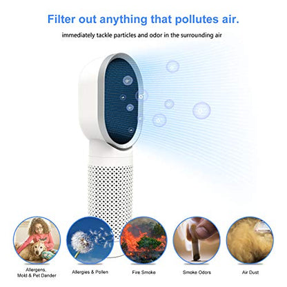 QUEENTY Desktop Air Cleaner with True HEPA Filter - Portable Air Purifier Odor