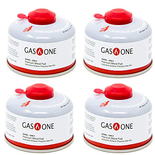 GasOne Camping Fuel Blend Isobutane Fuel Canister 100g (4 Pack)