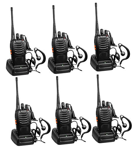 Arcshell Rechargeable Long Range Two-Way Radios with Earpiece 6 Pack