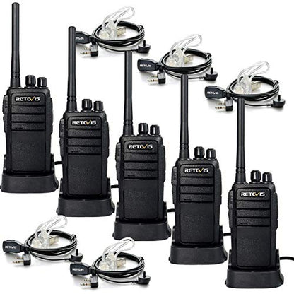 Retevis RT21 Walkie Talkie Rechargeable, Hand Free Two Way Radio with Earpiece (5 Pack)
