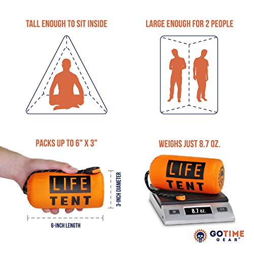 Go Time Gear Life Tent Emergency Survival Shelter – 2 Person Emergency Tent