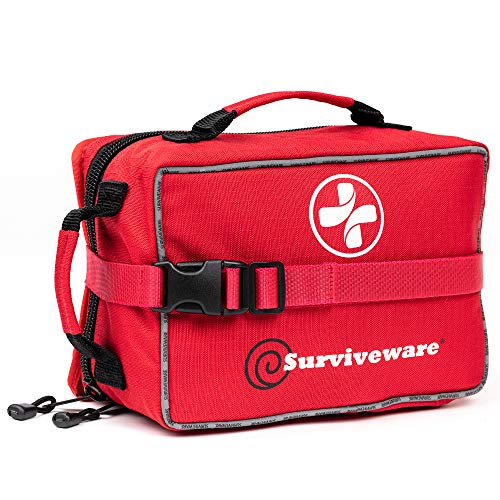 Surviveware Large First Aid Kit & Added Mini Kit for Trucks, Car, Camping