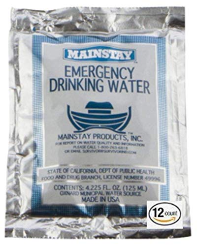 Mainstay Emergency Water Pouch for Disaster or Survival, 6 Day Ration, 12 Packs,