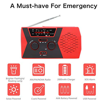 [2020 Upgraded Version] RegeMoudal Emergency Solar Hand Crank Radio,