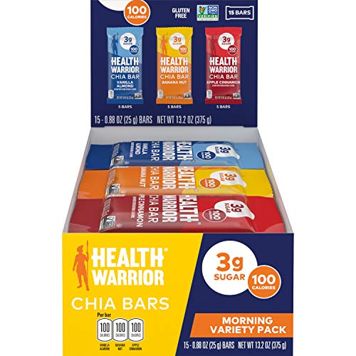 Health Warrior Chia Bars, Breakfast Variety Pack, Gluten Free, Vegan,