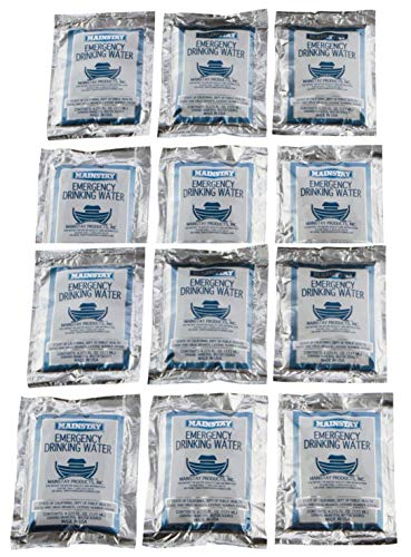 Mainstay Emergency Water Pouch for Disaster or Survival, 6 Day Ration, 12 Packs,