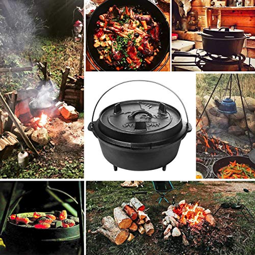 Overmont Camp Dutch Oven 14x14x8.3in All-round Cast Iron Casserole Pot