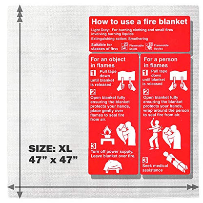 EVERLIT [2-Pack] Fire Blanket Size XL 47''x47'' Fire Suppression Emergency Blanket w/Heat Resistant Gloves w/Reflective Strap for Kitchen, Camping, Grilling